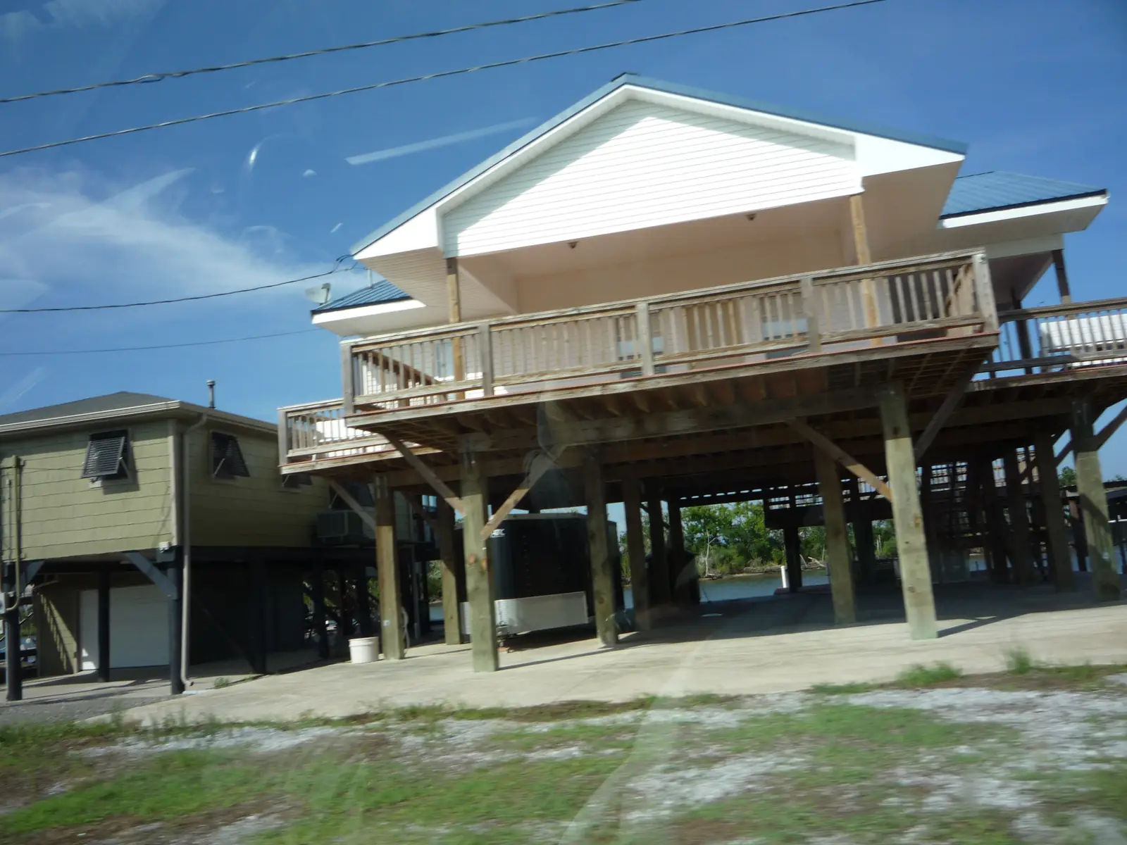 Houses on tall pilings in Cocodrie, Terrebonne Parish